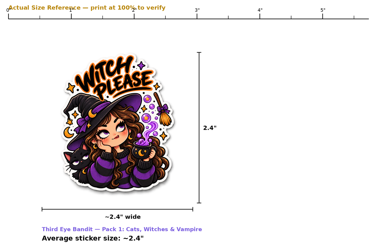 Boo-tiful Mess, Witch Please & Fangs for Nothing — Halloween Sticker 3-Pack