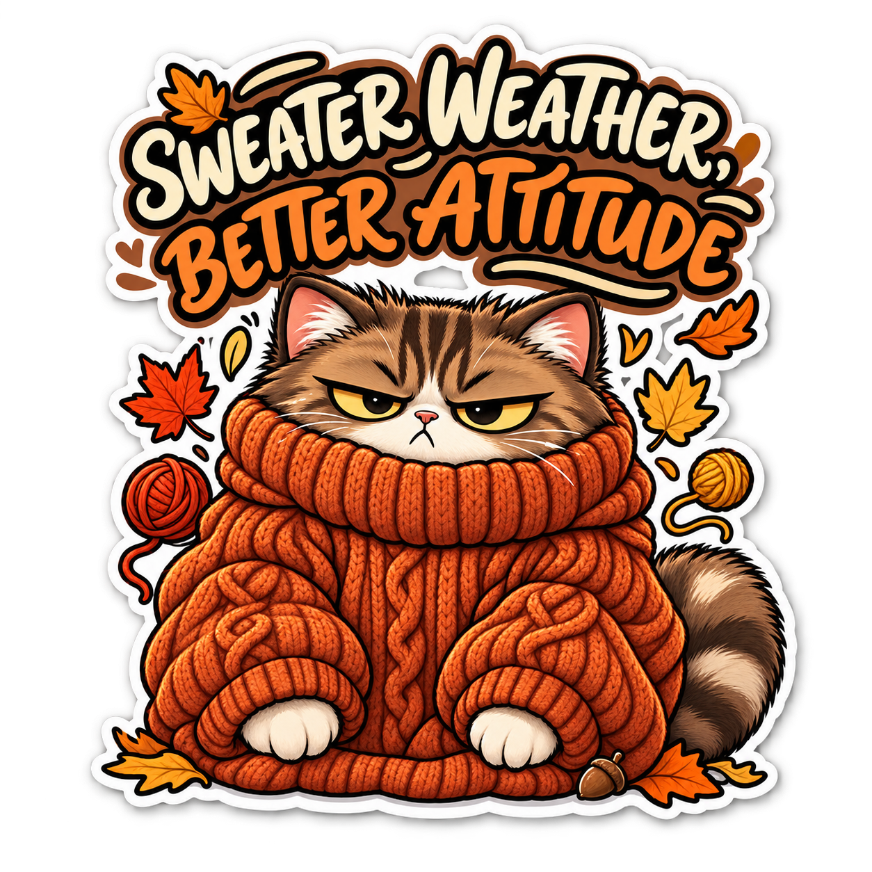 Sweater Weather Better Attitude, Leaf Me Alone & Basic and I Don't Care — Fall Sticker 3-Pack