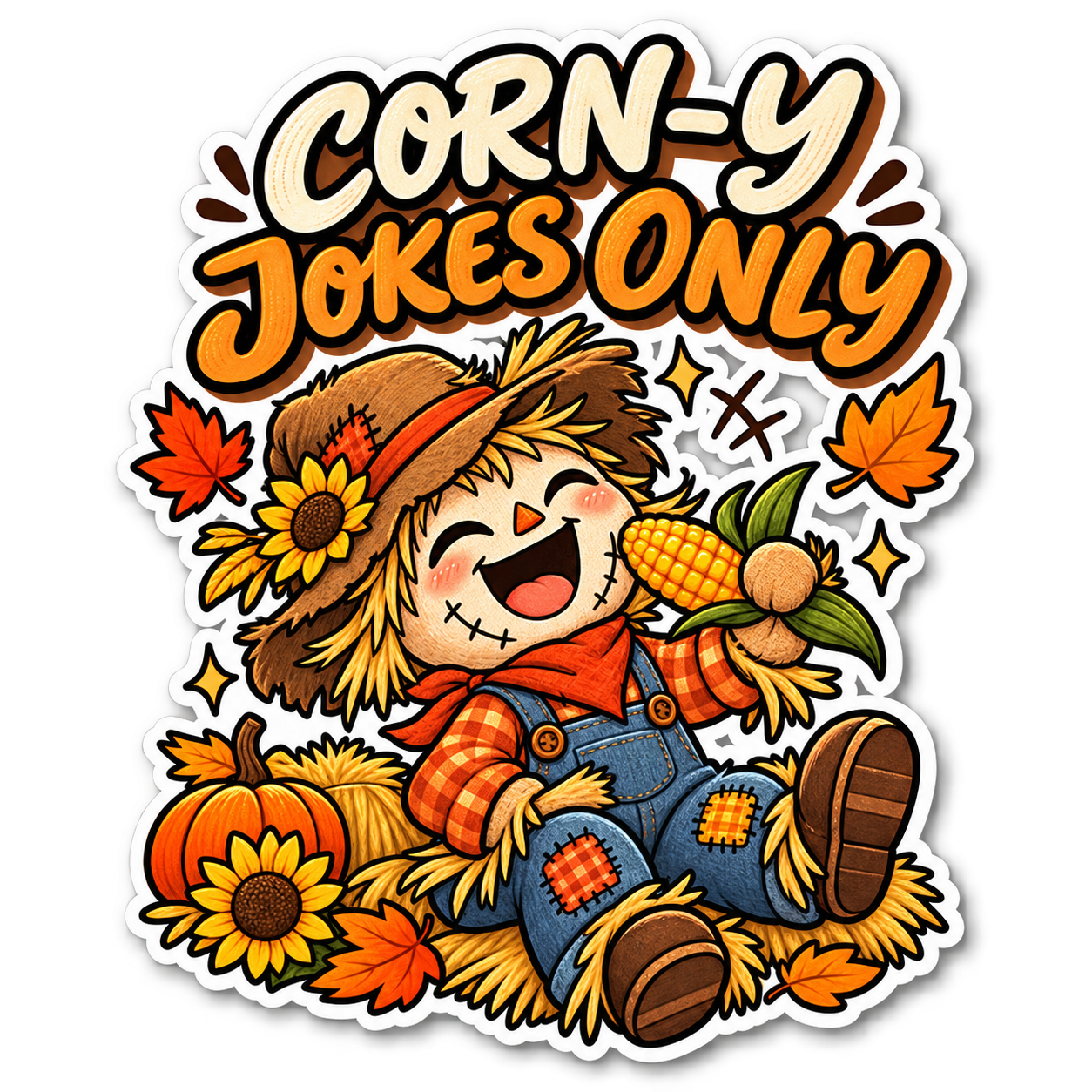 Cozy Introvert, Corn-y Jokes Only & Harvest Hustle — Fall Sticker 3-Pack