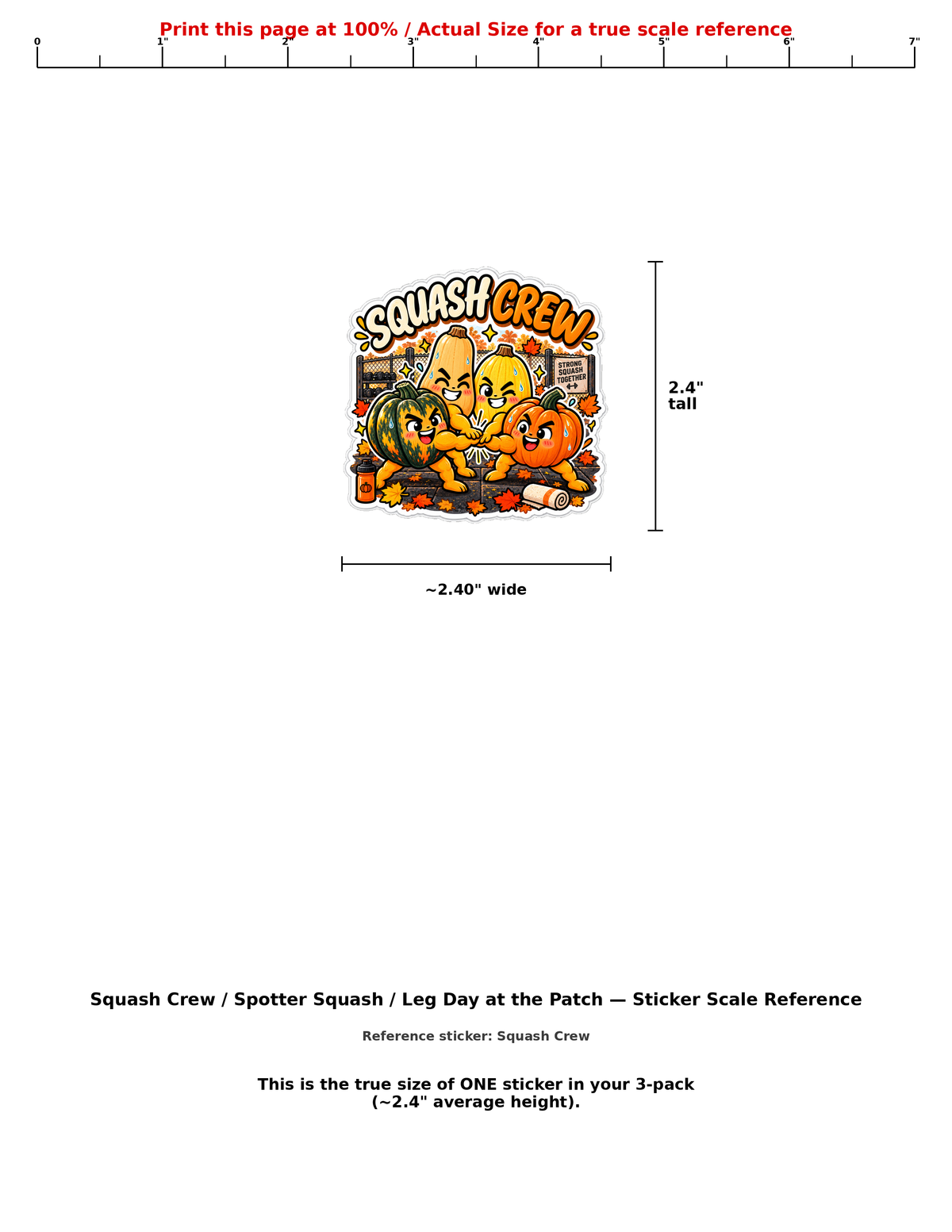Squash Crew, Spotter Squash & Leg Day at the Patch — Fall Sticker 3-Pack