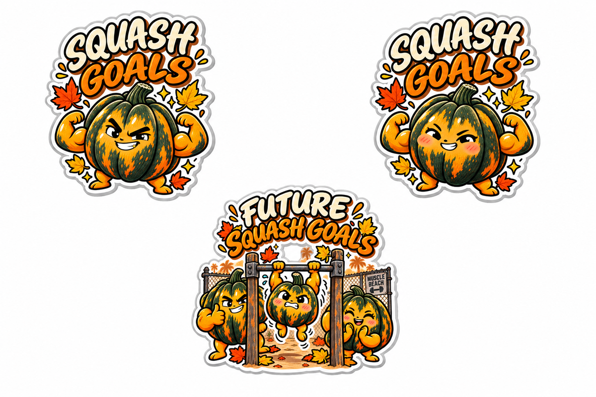 Dad Squash Goals, Mom Squash Goals & Future Squash Goals — Fall Sticker 3-Pack