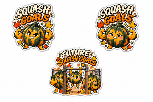 Dad Squash Goals, Mom Squash Goals & Future Squash Goals — Fall Sticker 3-Pack